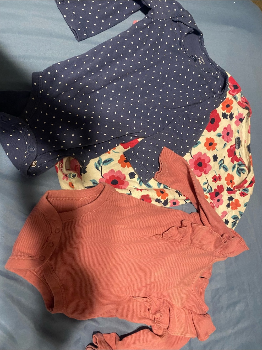 Navy Polka Dot and Floral Bodysuit Set